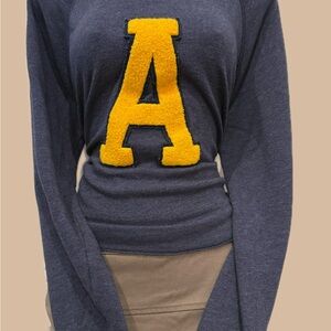Navy Long Sleeve Top with Yellow Letter A